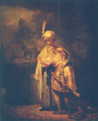 Прощание Давида с Ионафаном.  Картина Рембрандта.  1624 г.